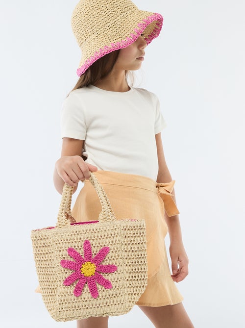 Basket bag with flower patch - Kiabi