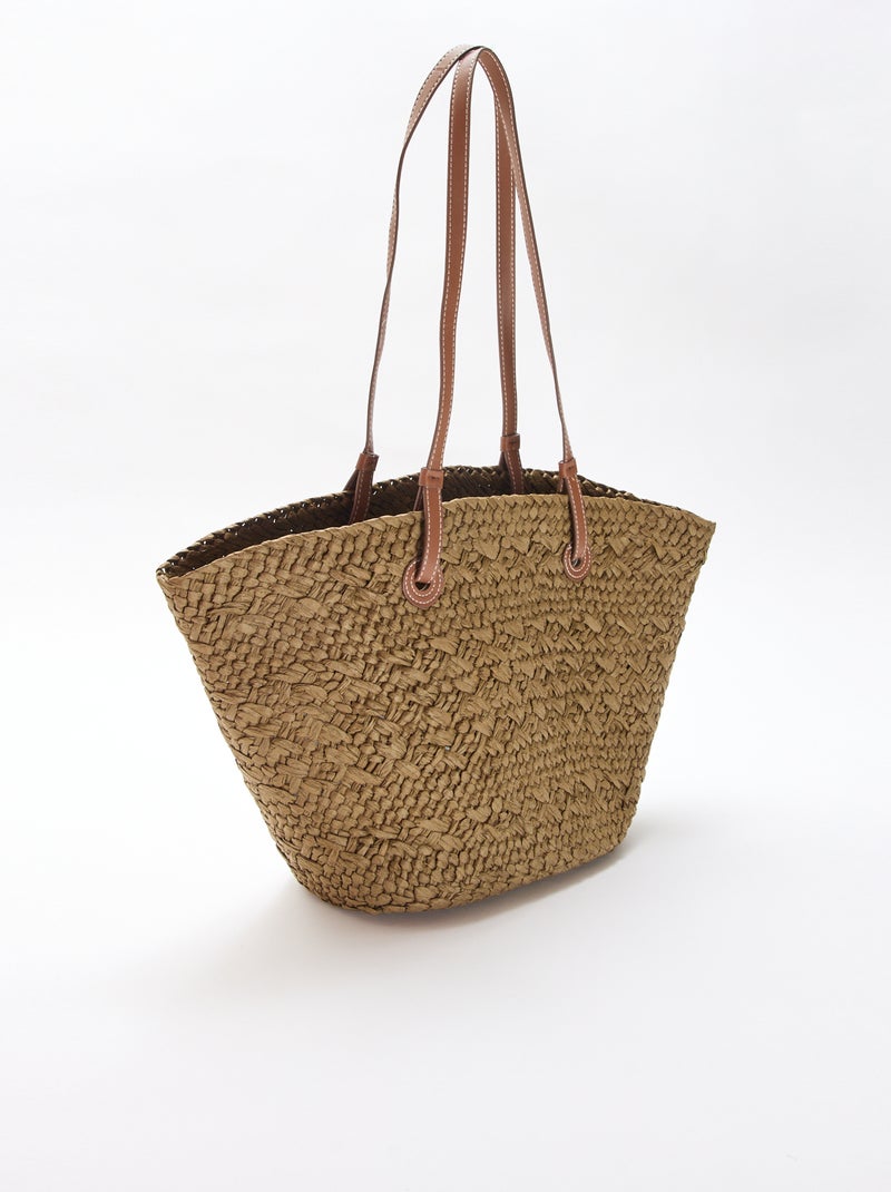 Basket Bag with Handles Khaki - Kiabi