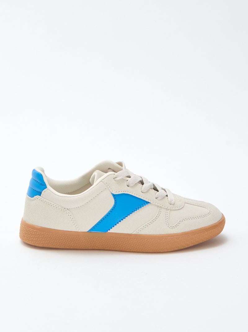 Basket basse suède avec empiècement contrasté Bleu - Kiabi