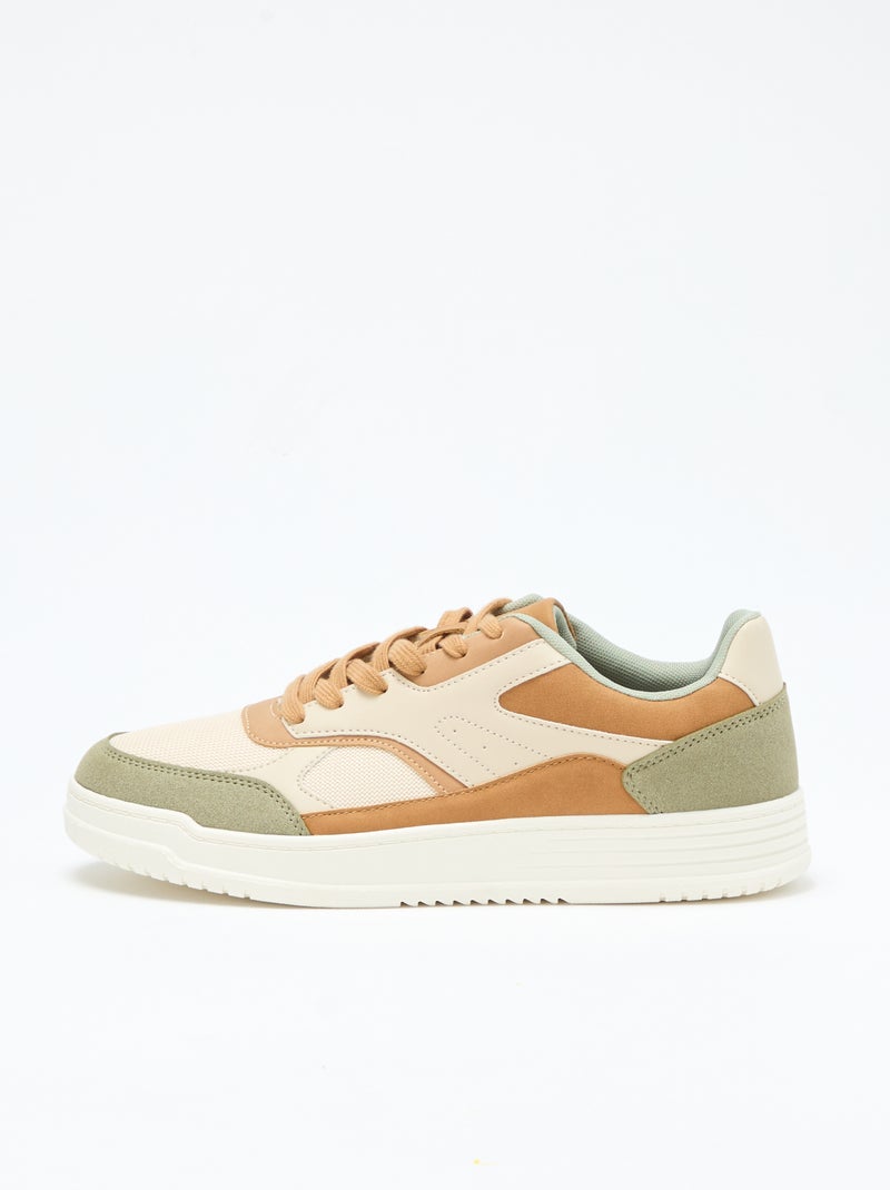 Baskets avec empiècements tricolores Beige - Kiabi
