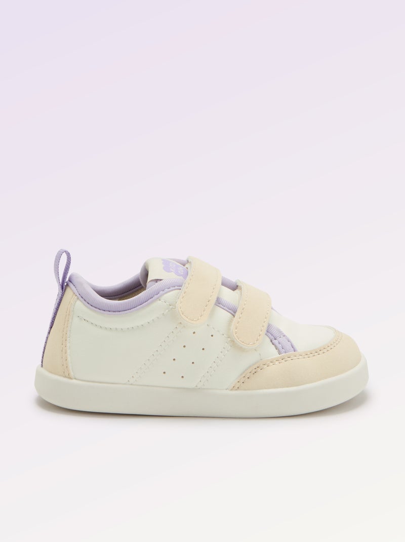 Baskets basses avec ouverture par scratch Blanc - Kiabi