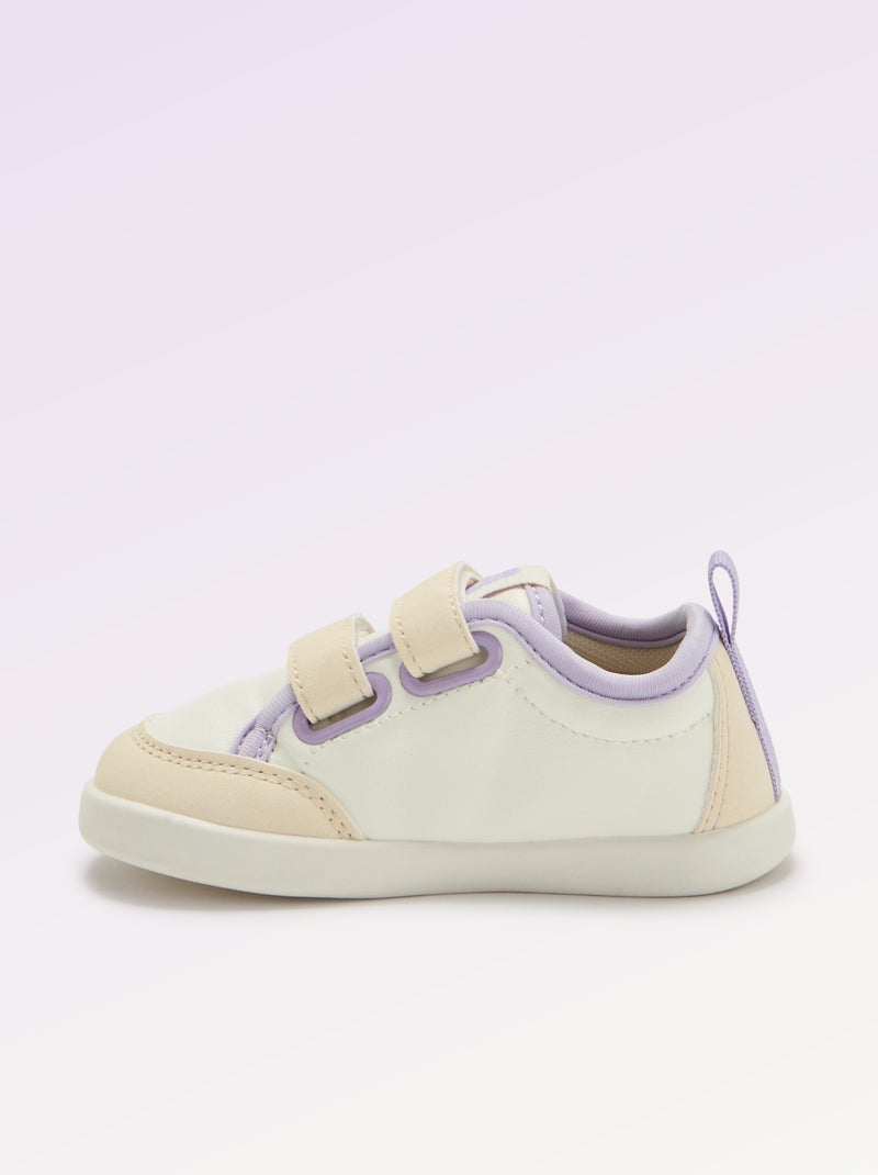 Baskets basses avec ouverture par scratch Blanc - Kiabi