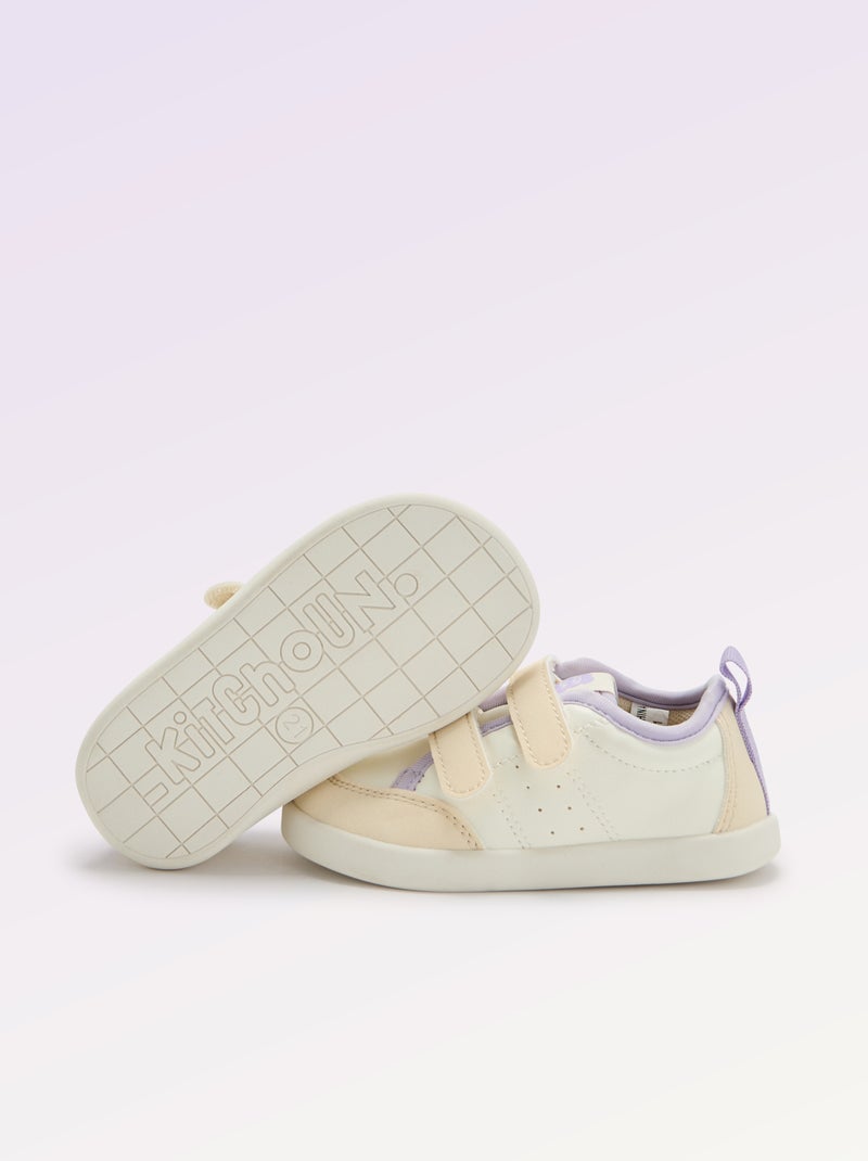 Baskets basses avec ouverture par scratch Blanc - Kiabi