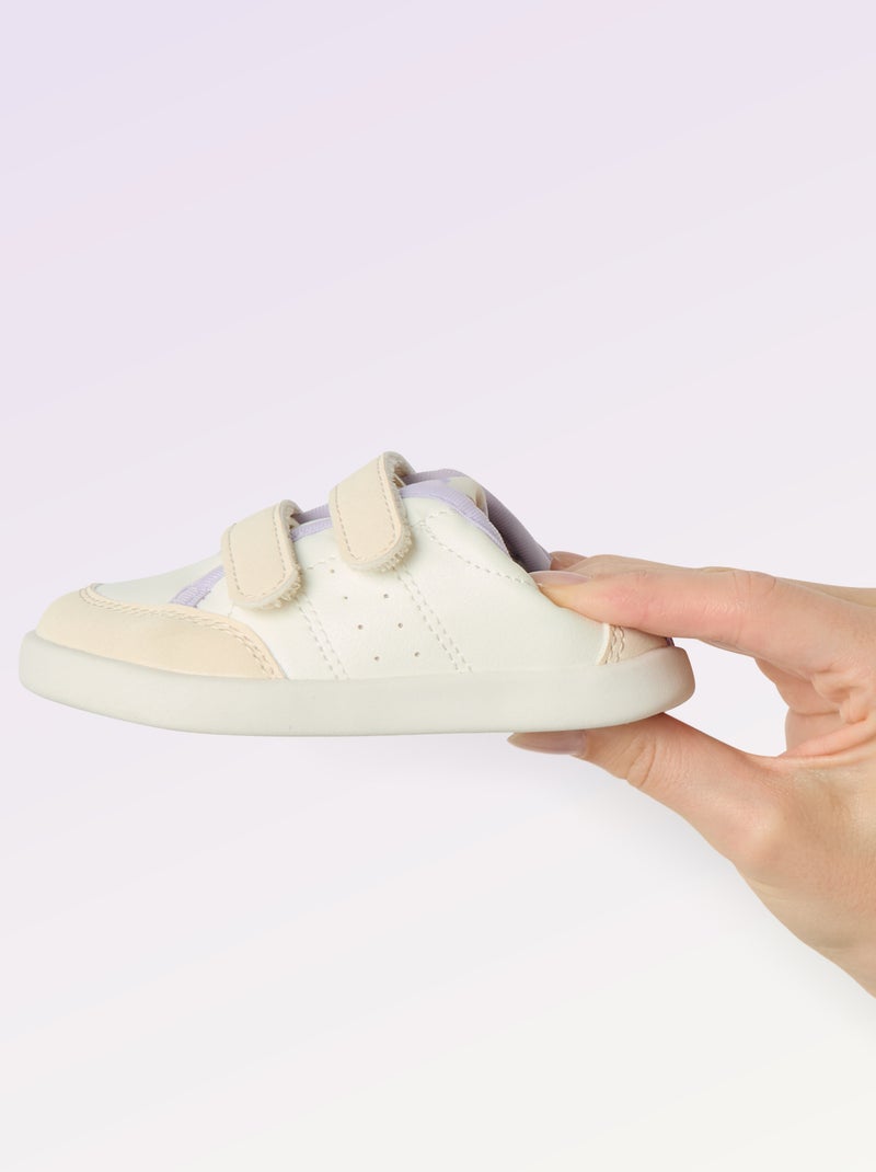 Baskets basses avec ouverture par scratch Blanc - Kiabi