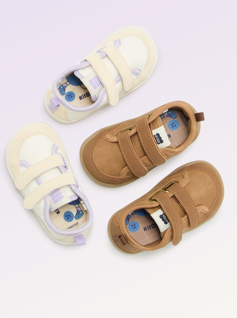 Baskets basses avec ouverture par scratch Jaune - Kiabi