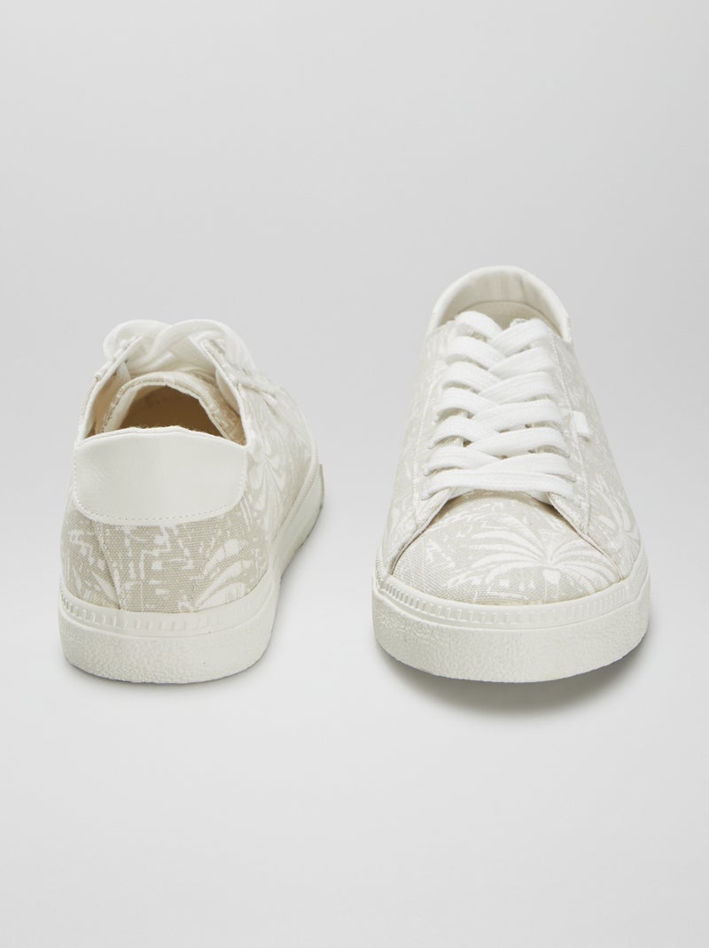 Baskets basses en toile imprimée Beige - Kiabi