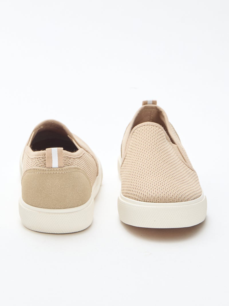 Baskets basses slip-on en mesh uni Beige - Kiabi