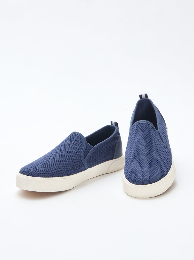 Baskets basses slip-on en mesh uni Bleu - Kiabi