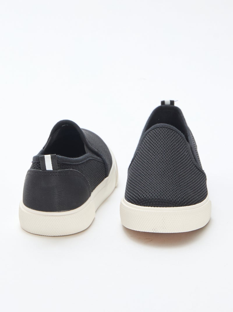 Baskets basses slip-on en mesh uni Noir - Kiabi