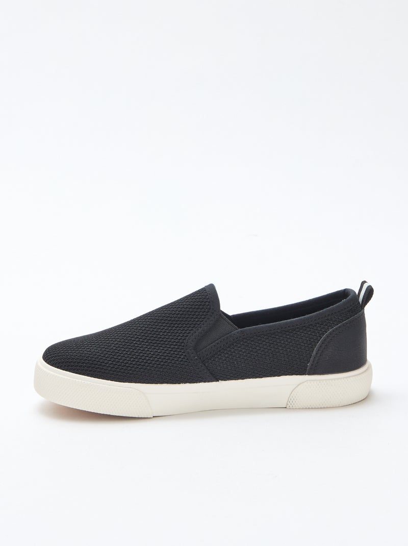 Baskets basses slip-on en mesh uni Noir - Kiabi