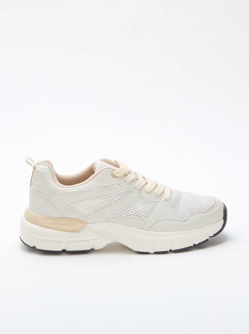 Baskets basses style running Beige - Kiabi