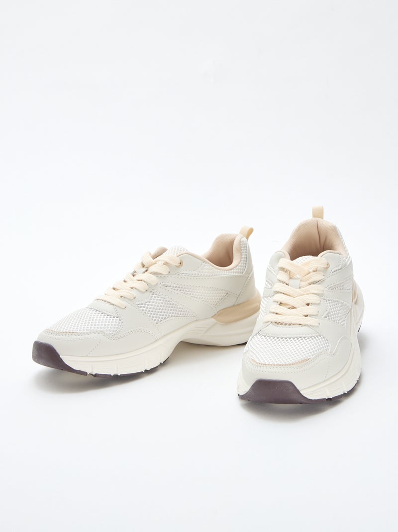 Baskets basses style running Beige - Kiabi