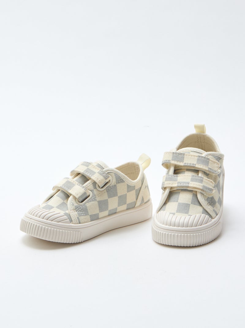 Baskets en toile imprimé damiers Bleu - Kiabi