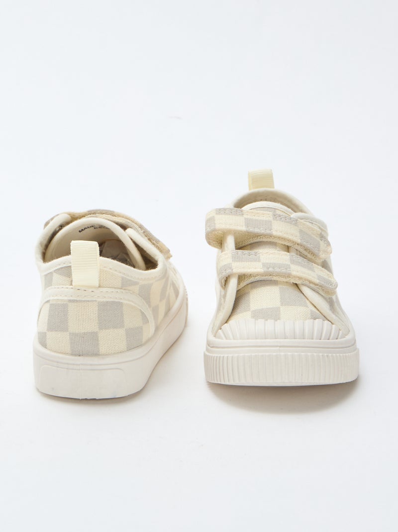Baskets en toile imprimé damiers Gris - Kiabi