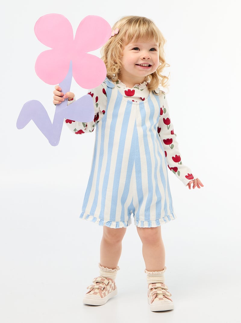 Baskets en toile imprimé damiers Rose - Kiabi