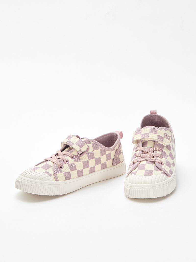 Baskets en toile imprimé damiers Violet - Kiabi