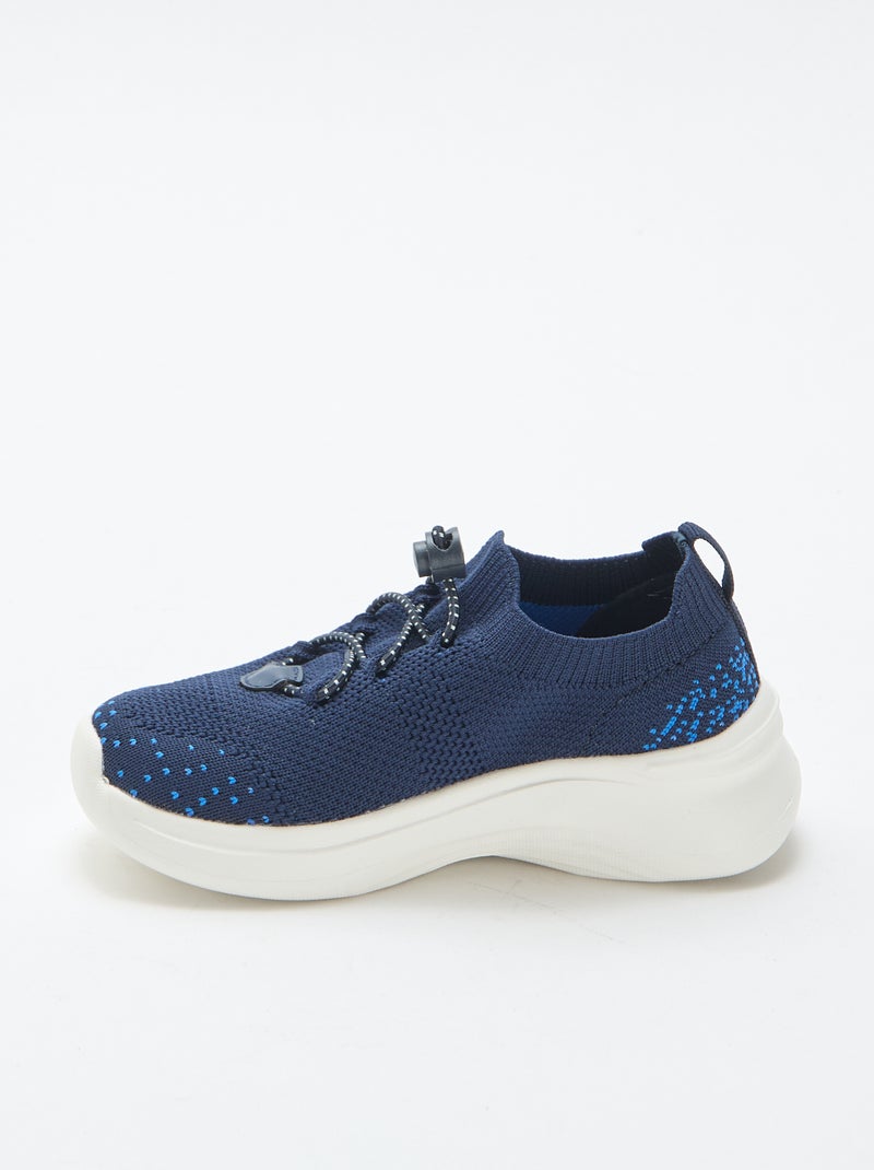 Baskets flyknit ajustables avec stopper Bleu - Kiabi