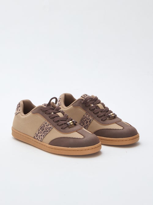 Baskets mode avec empiècements imprimés léopard - Kiabi