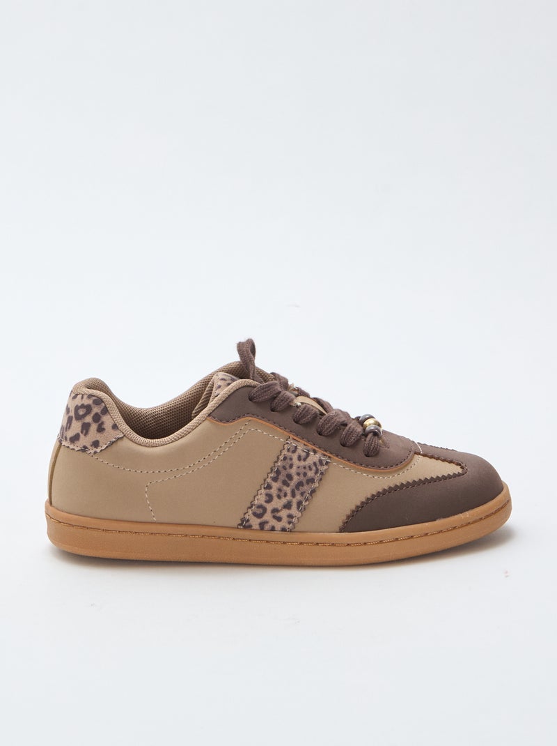 Baskets mode avec empiècements imprimés léopard Marron - Kiabi