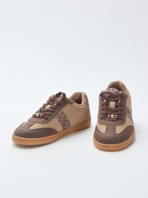 Baskets mode avec empiècements imprimés léopard - Kiabi