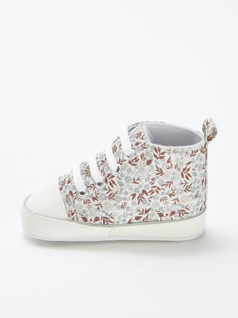 Baskets montantes à carreaux Beige - Kiabi