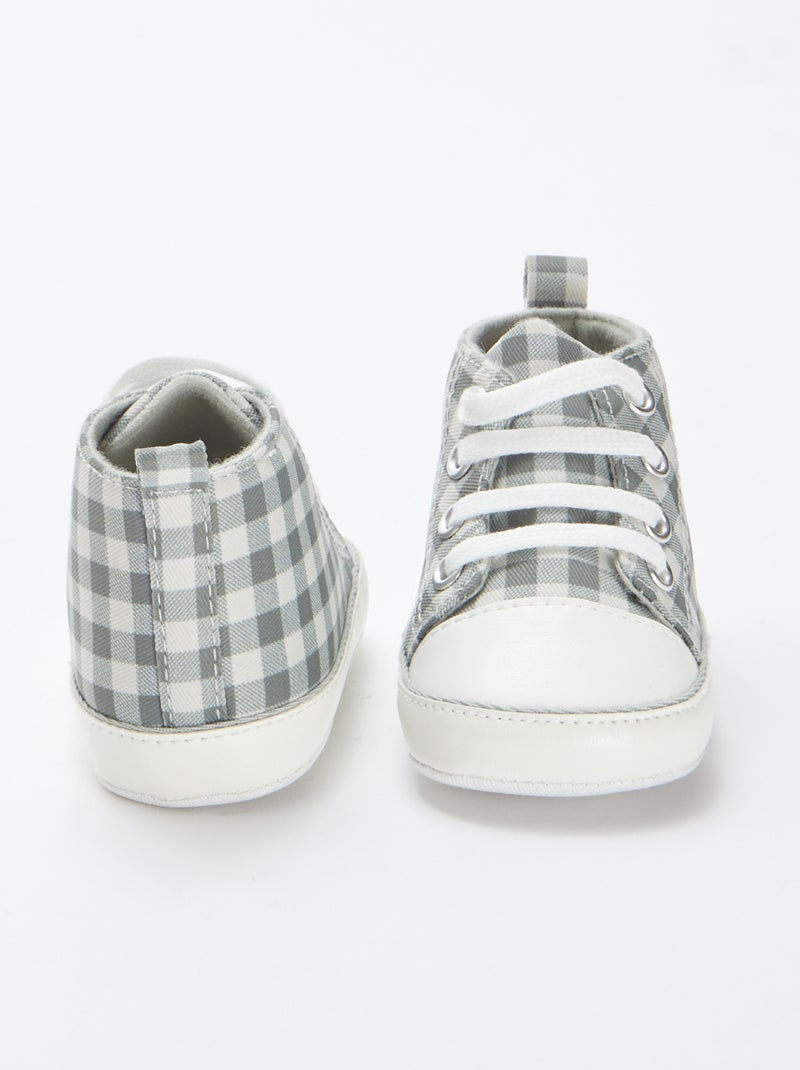 Baskets montantes à carreaux Vert - Kiabi