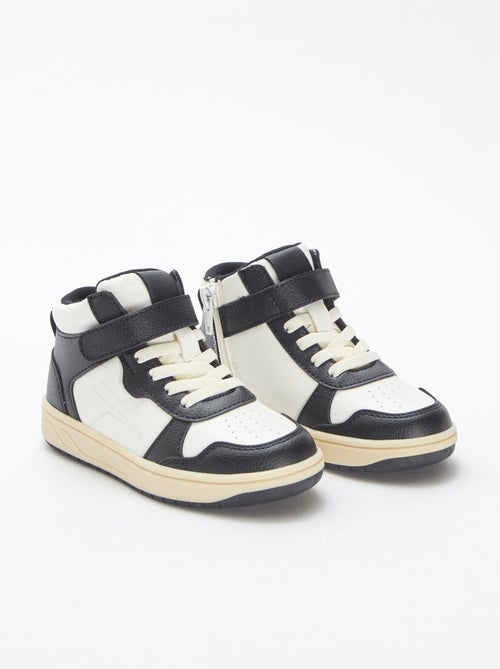 Baskets montantes à scratchs et lacets - Kiabi