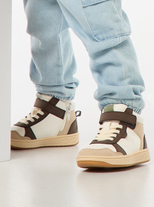 Baskets montantes à scratchs et lacets - Kiabi