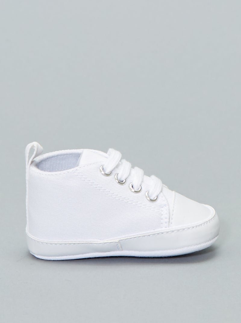 Baskets montantes en toile blanc - Kiabi
