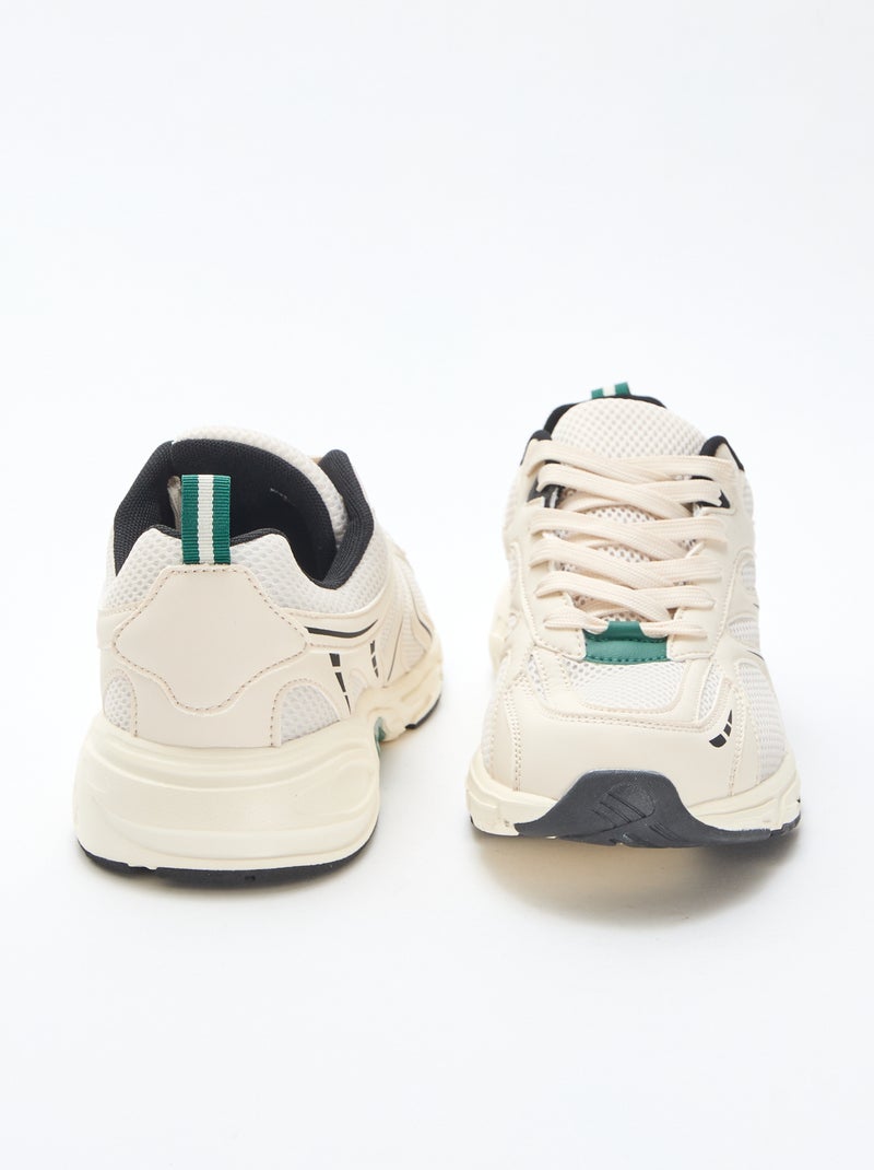 Baskets running en mesh et simili tricolore Gris - Kiabi