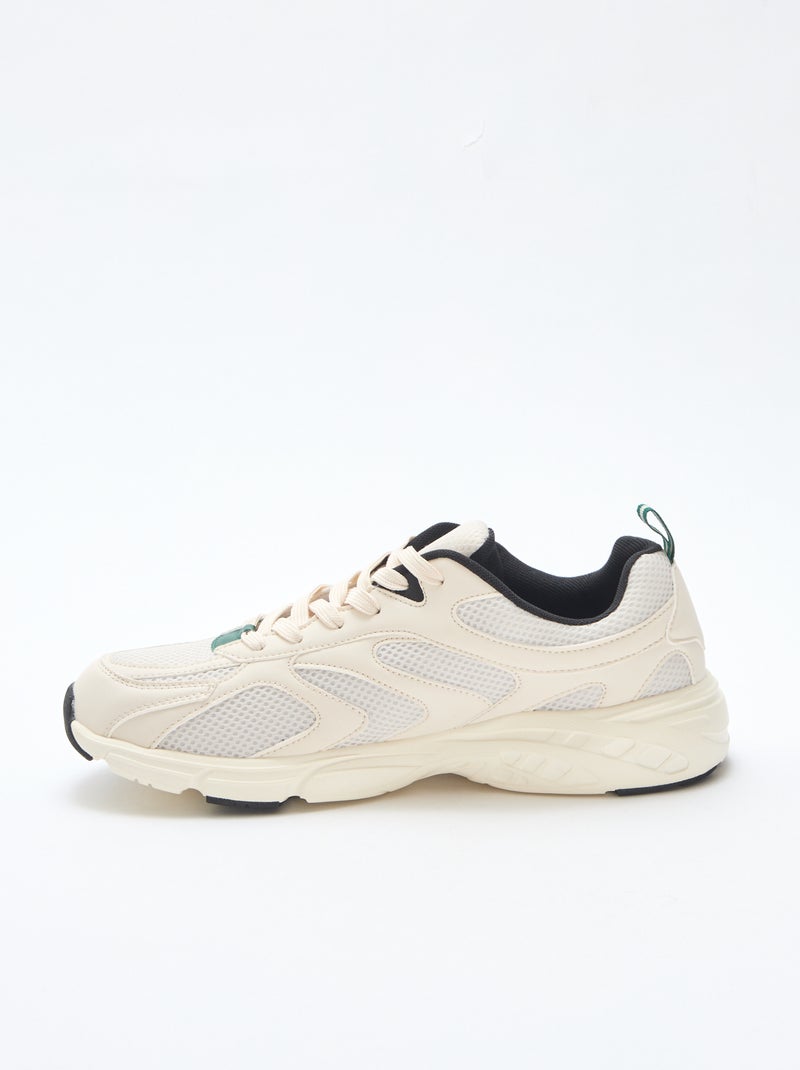 Baskets running en mesh et simili tricolore Gris - Kiabi