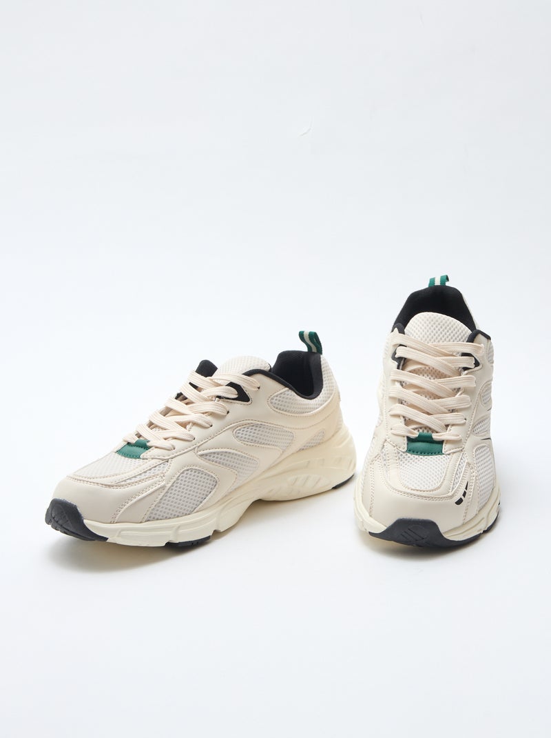 Baskets running en mesh et simili tricolore Gris - Kiabi