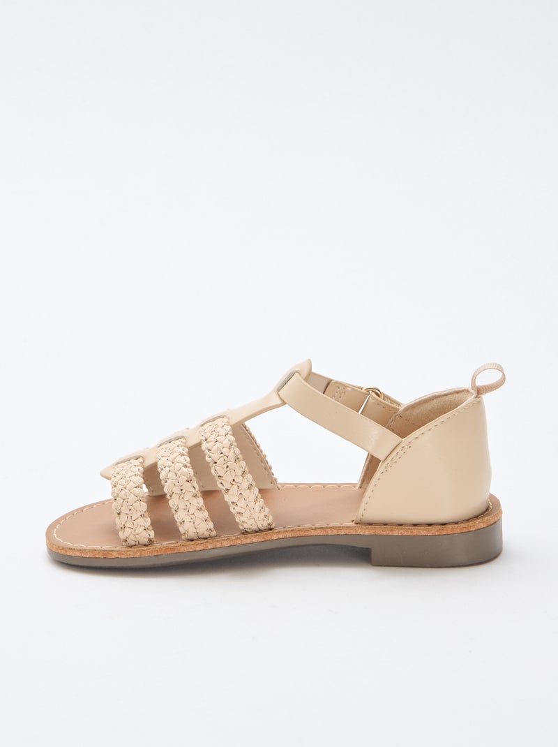 Bast-Riemchen-Sandalen Beige - Kiabi