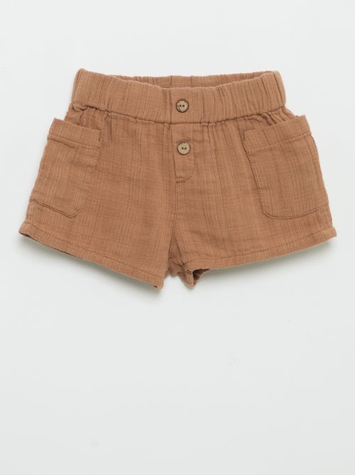 Baumwoll-Shorts mit 2 aufgesetzten Taschen - Kiabi