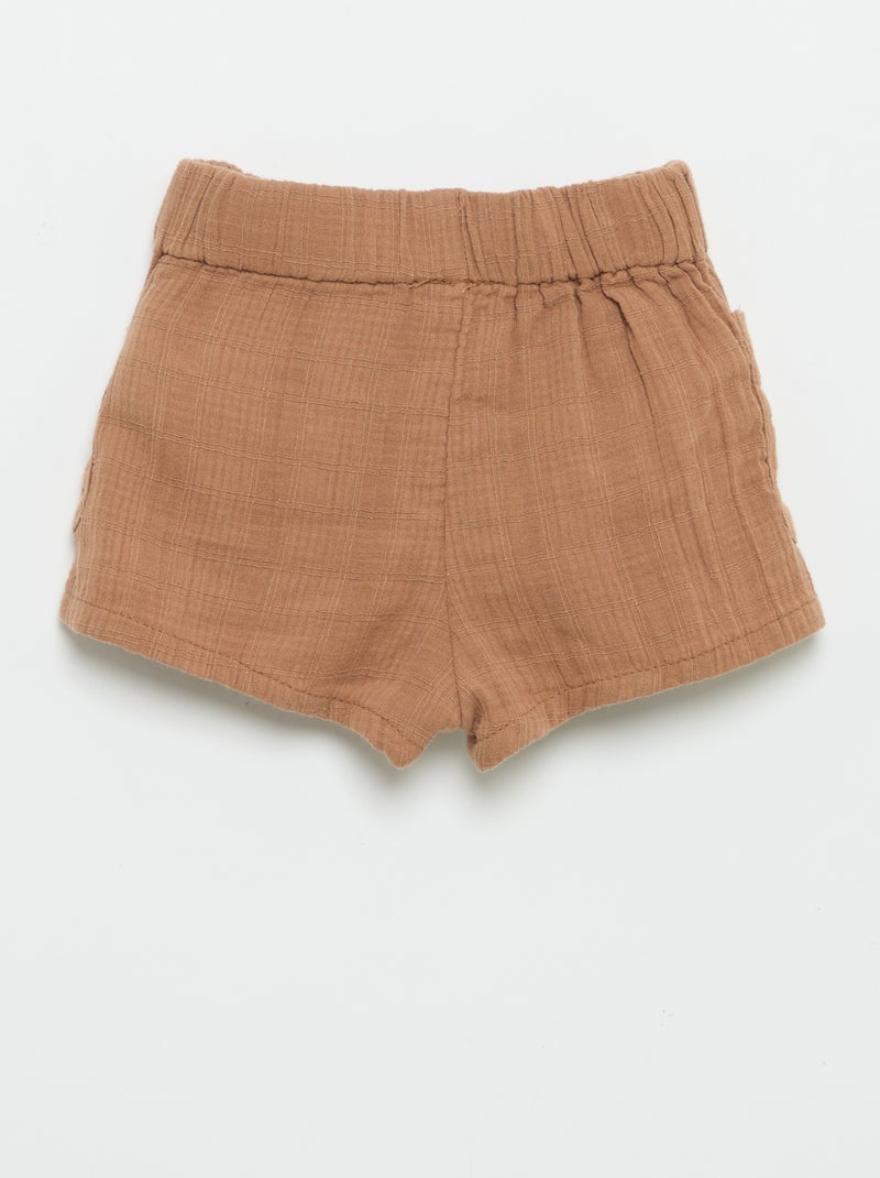 Baumwoll-Shorts mit 2 aufgesetzten Taschen Braun - Kiabi