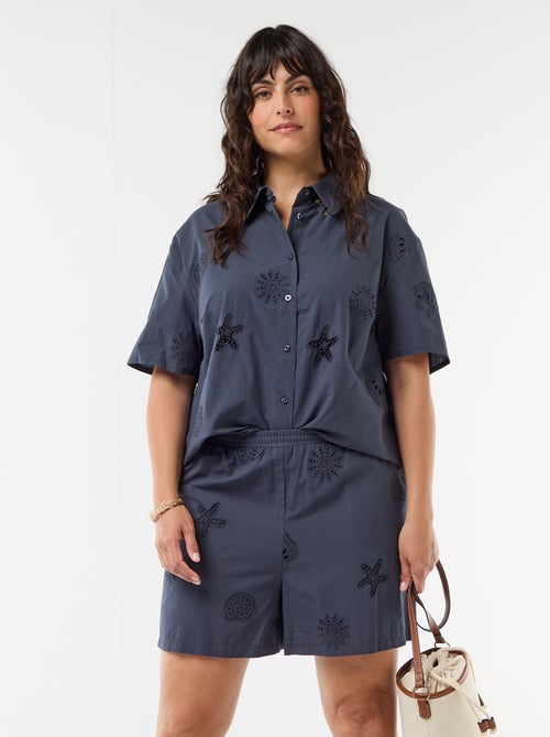 Baumwoll-Shorts mit Lochmuster - Kiabi
