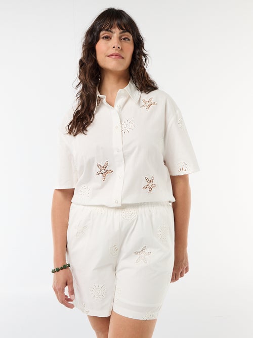 Baumwoll-Shorts mit Lochmuster - Kiabi