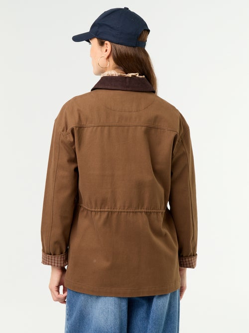 Baumwoll-Twill-Jacke mit Kordkragen - Kiabi Baumwoll-Twill-Jacke mit Kordkragen - Kiabi