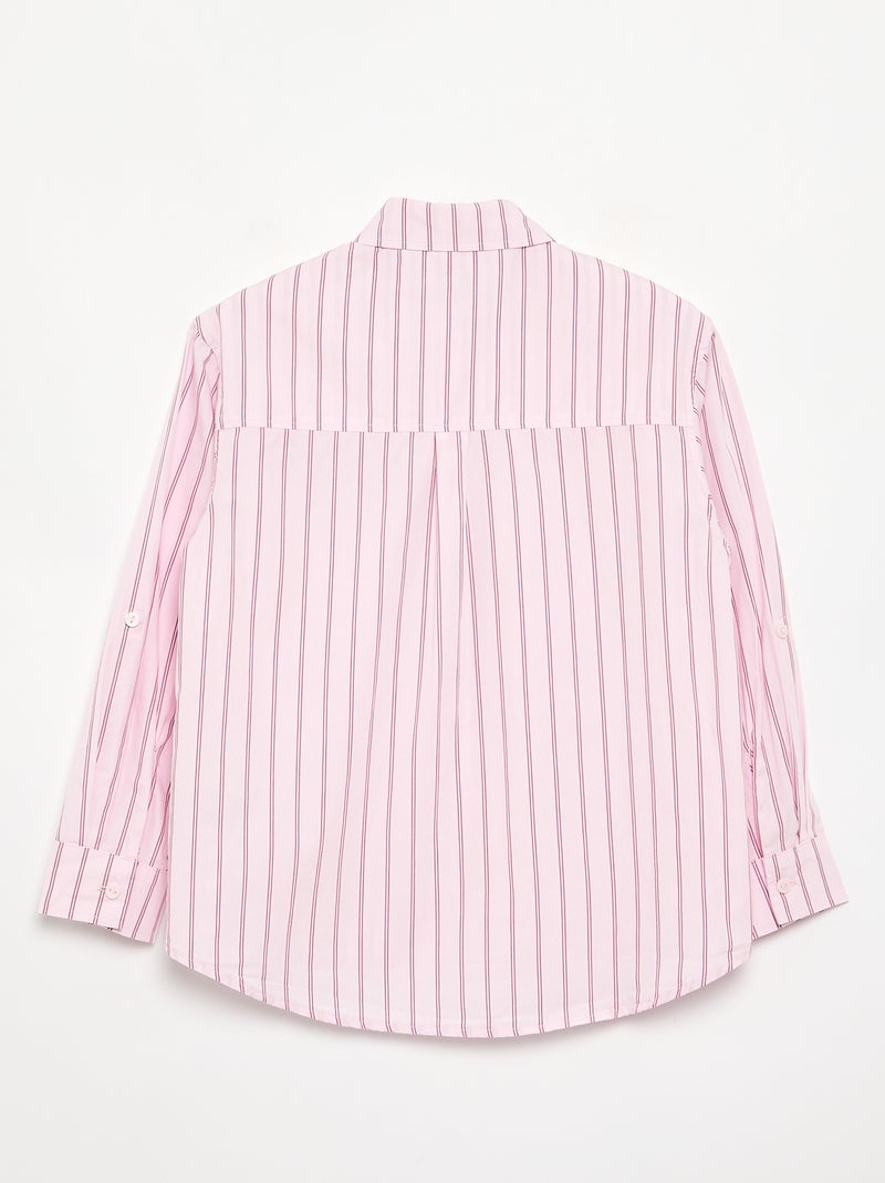 Baumwollbluse mit langen Ärmeln Rose - Kiabi