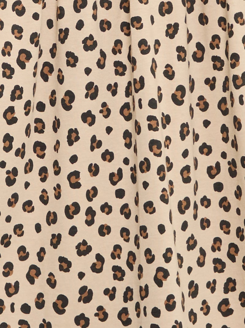 Baumwolljersey-Langarmkleid Beige - Kiabi