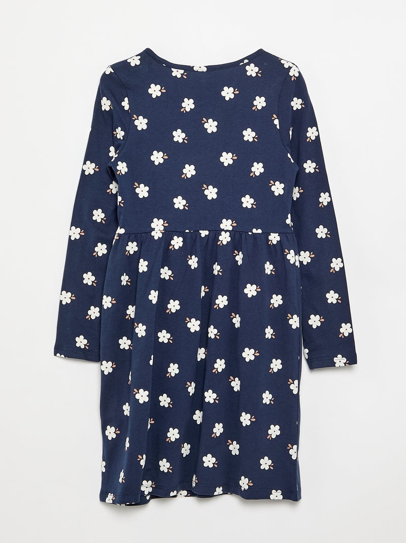Baumwolljersey-Langarmkleid Bleu - Kiabi