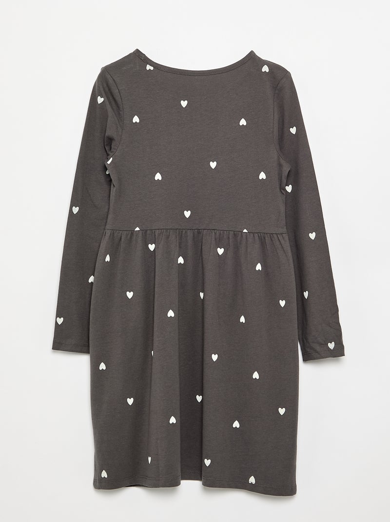 Baumwolljersey-Langarmkleid Noir - Kiabi