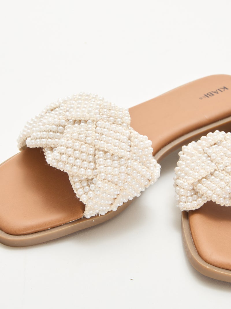 Beaded Braided Sandals White - Kiabi