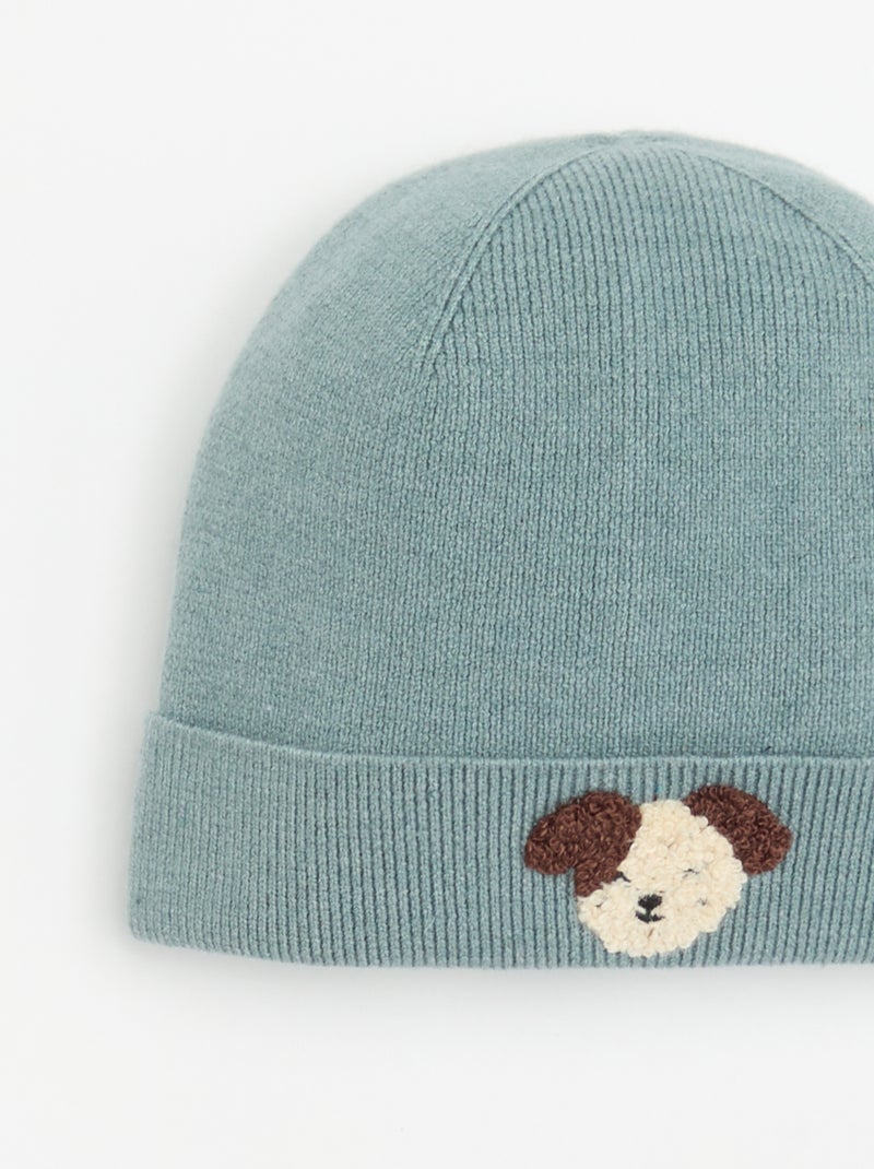 Beanie with 'animal' embroidery Blue - Kiabi