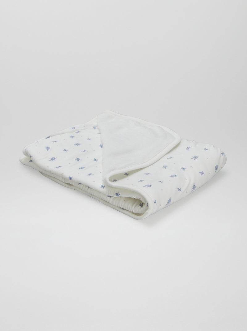 Bedruckte Babydecke Weiß mit Blumen - Kiabi