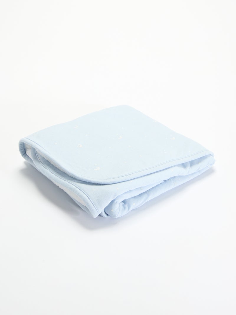 Bedruckte Decke aus Baumwolljersey und Fleece Bleu - Kiabi