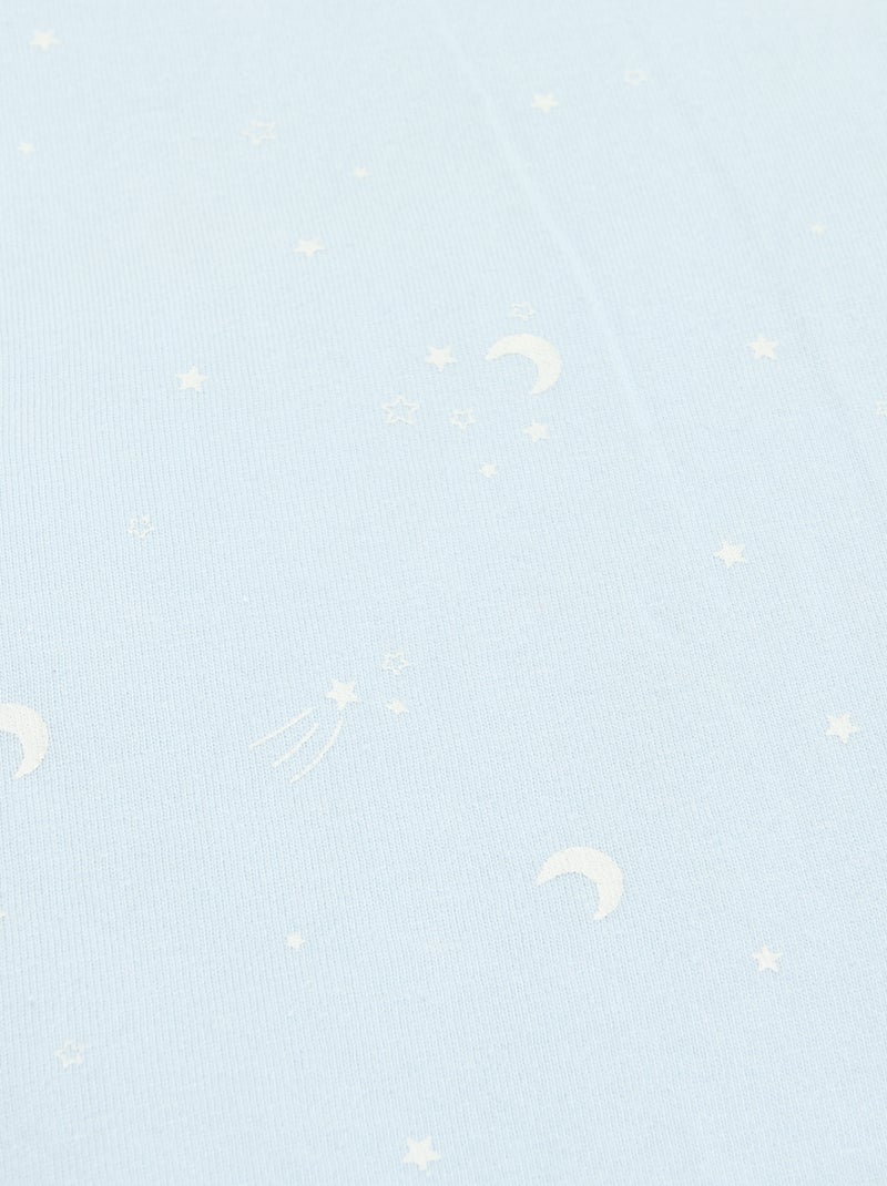 Bedruckte Decke aus Baumwolljersey und Fleece Bleu - Kiabi