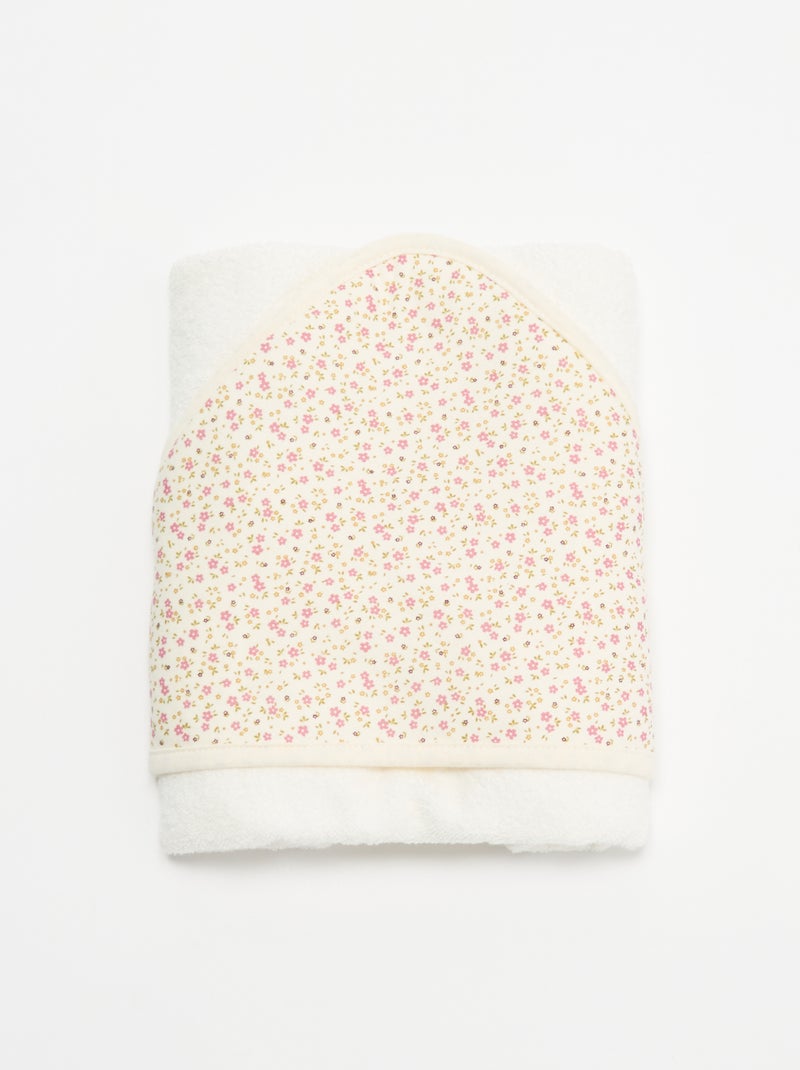Bedruckte Decke aus Jersey-Baumwolle und Fleece Blanc - Kiabi
