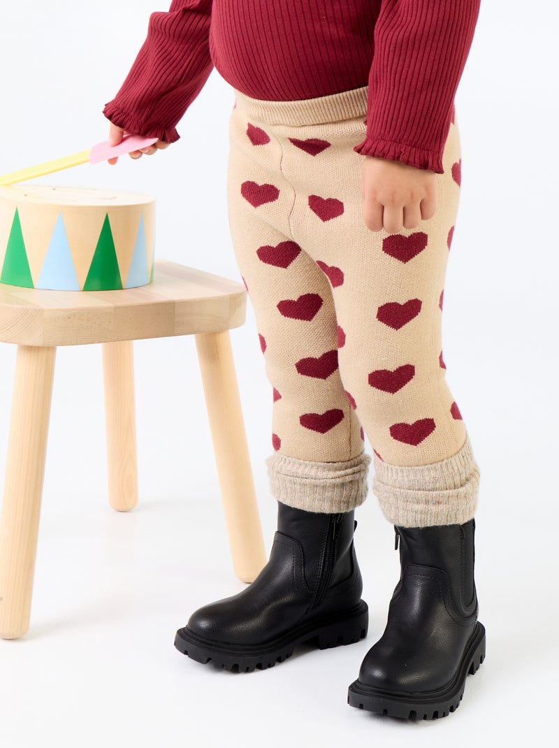 Bedruckte Leggings aus Kompaktstrick Beige - Kiabi