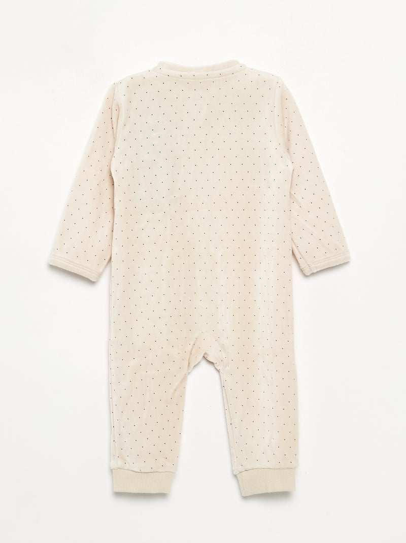 Bedruckter Samt-Schlafoverall Beige - Kiabi